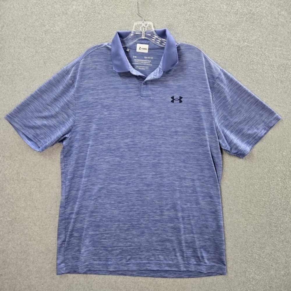 Under Armour Men Polo L Blue‎ Performance Activewear Loose Logo Short Sleeve